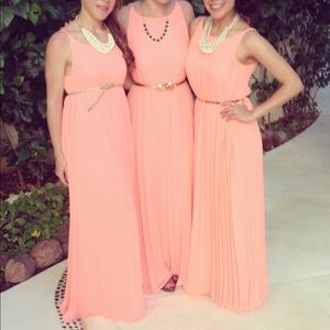 Bcbg coral pleated maxi dress XXS